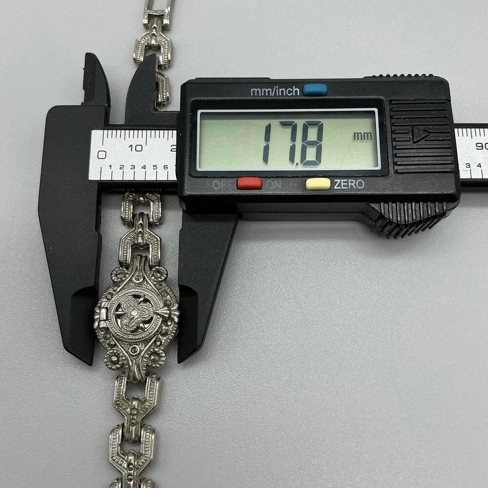 Asireck Marcasite Watch Women 18mm Silver Tone Hidden Dial New Battery 6.25